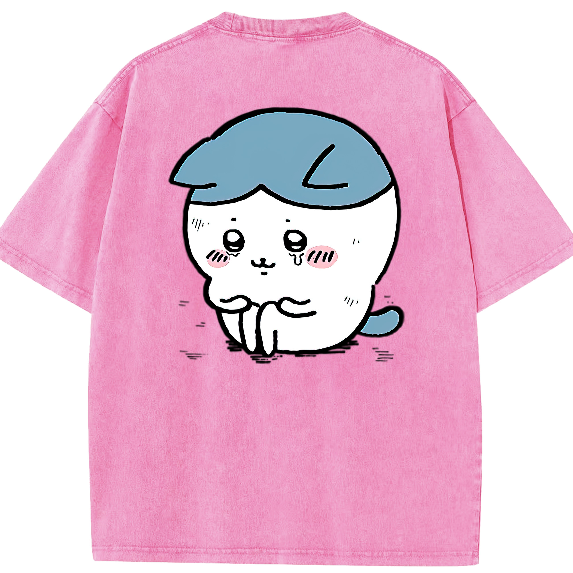 （画像用） ちいかわ ハチワレ Chii-kawa hachiware 綿100% ヴィンテージ風 半袖Tシャツ（背面プリント）